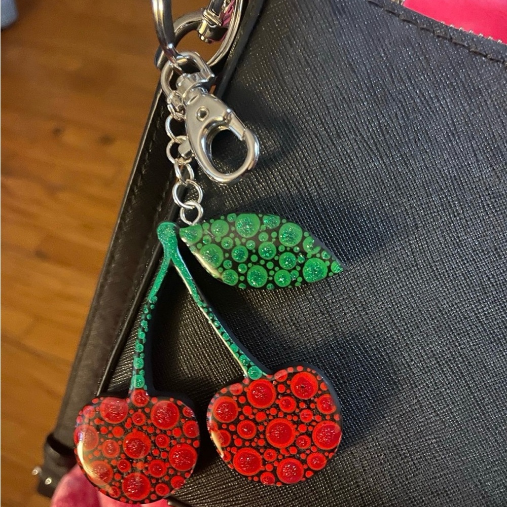 Hand painted cherry keychain